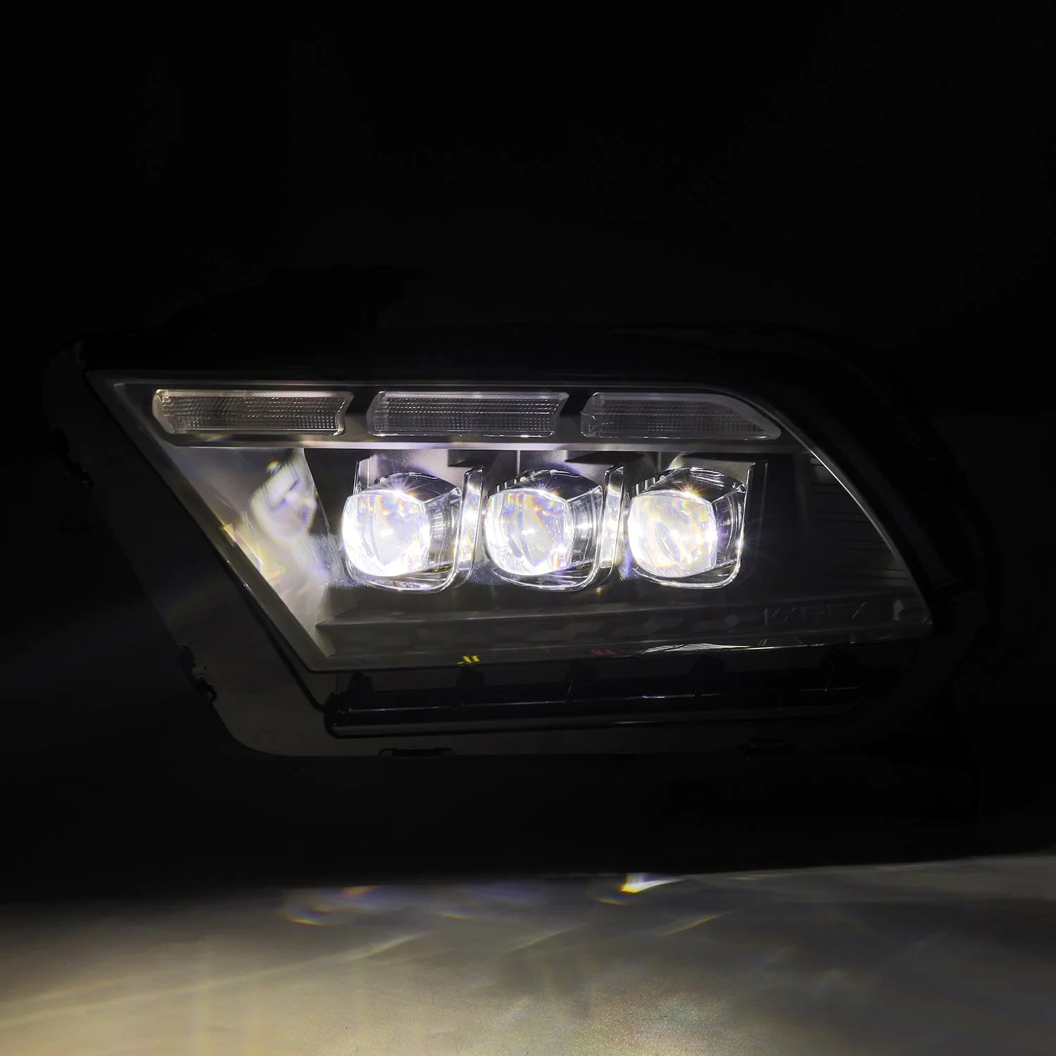 AlphaRex 10-12 Ford Mustang NOVA-Series LED Proj. Headlights Alpha-Blk w/Activ Lght & Seq.Sig SB DBL