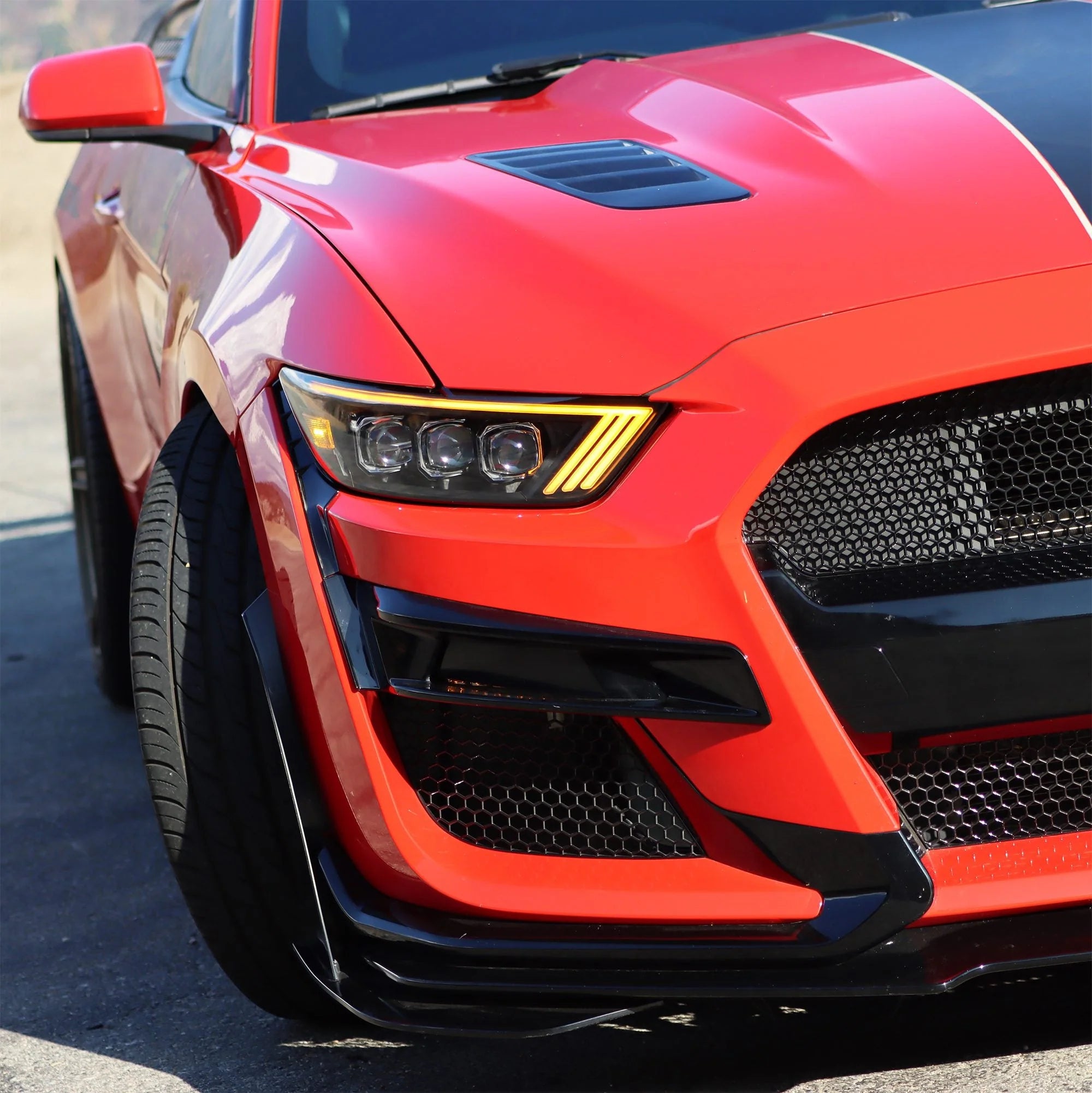 AlphaRex 15-17 Ford Mustang NOVA LED Proj HL Alpha-Black w/Activ Light/Seq. Signal + Switchback DRL