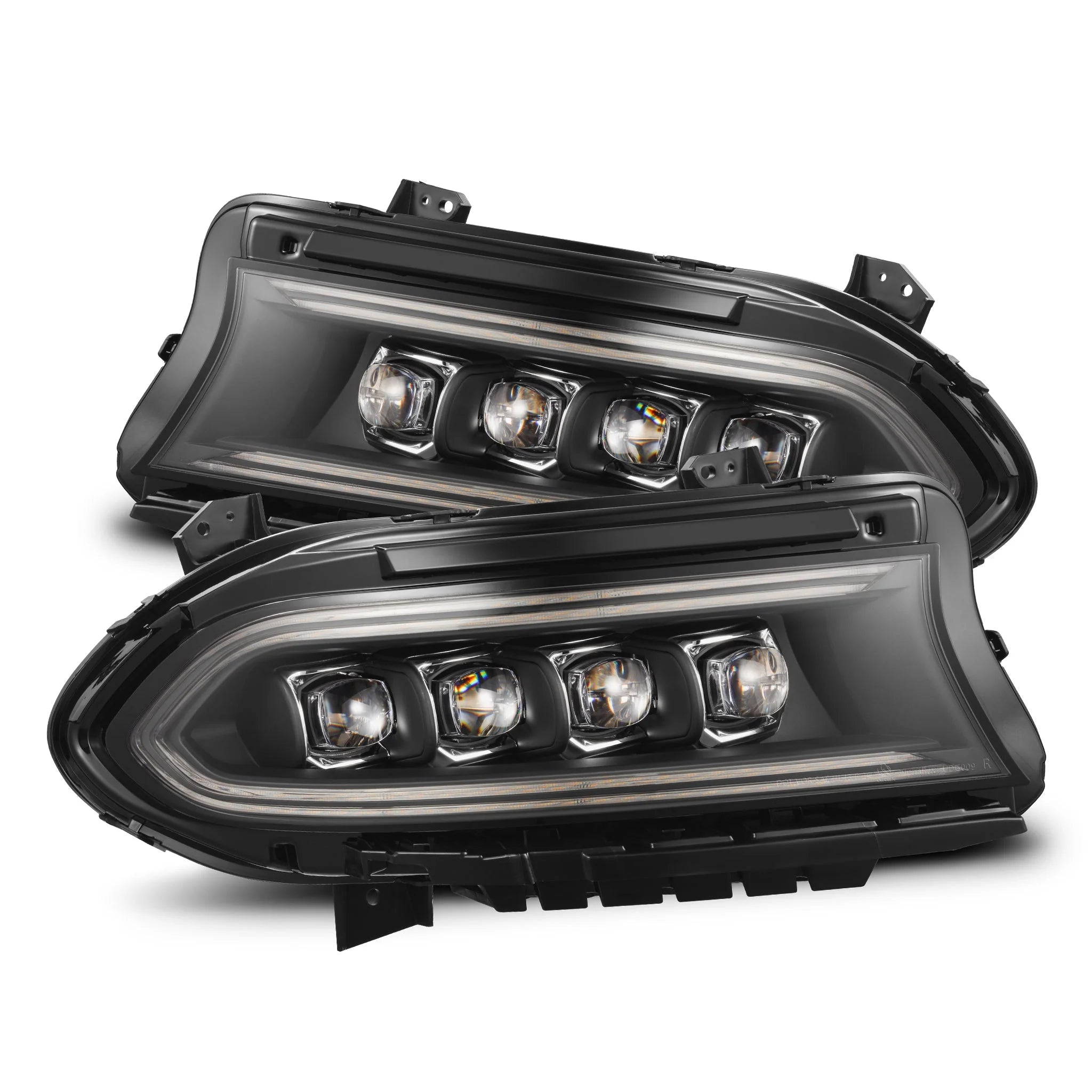 AlphaRex 15-23 Dodge Charger NOVA LED Proj Headlights Alpha-Blk w/Actv Light & Seq.Sig / SB DRL