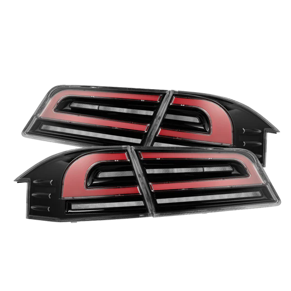 AlphaRex 12-21 Tesla Model S LUXX-Series LED Tail Lights - Black/Red
