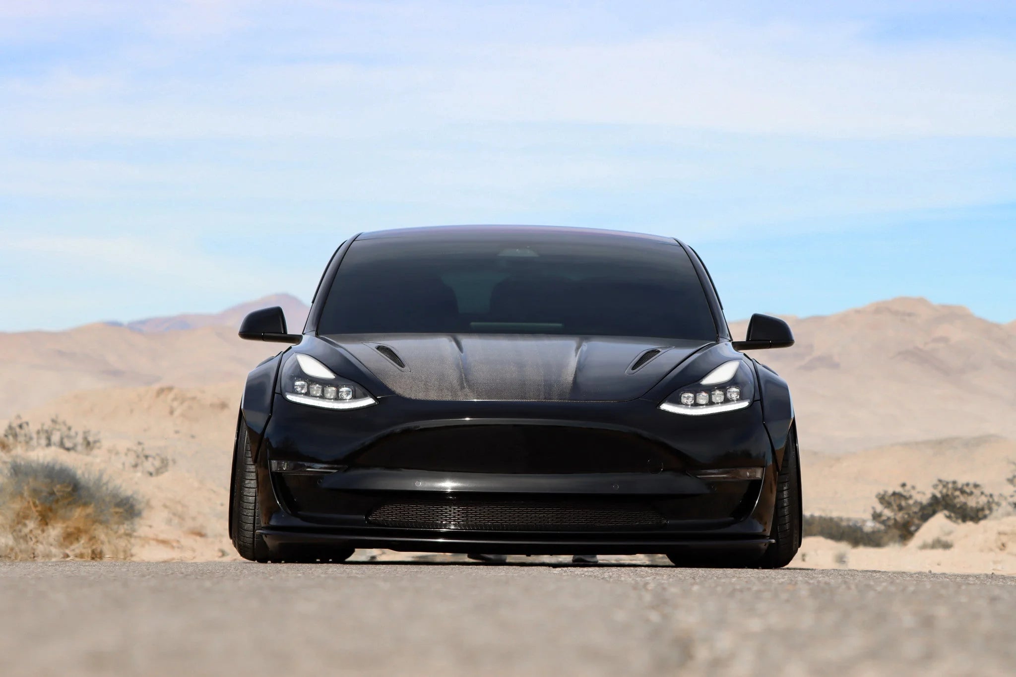 AlphaRex 17-22 Tesla Model 3/20-23 Model Y NOVA LED Proj Headlights Alpha-Blk w/Actv Lgt & Seq.Sig