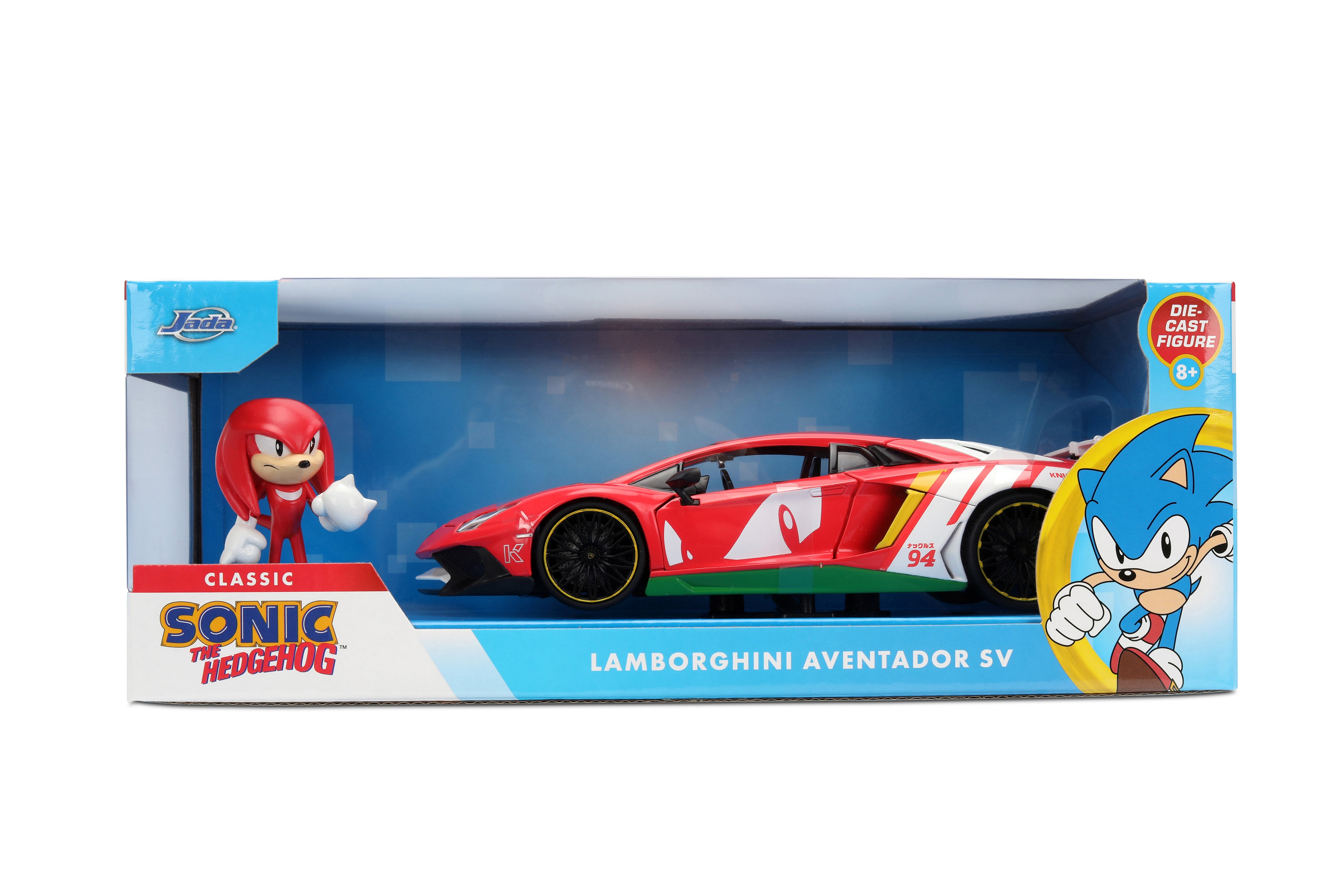 Jada Toys - Sonic Lamborghini Aventador SV w/ Knuckles 1:24 Die-Cast